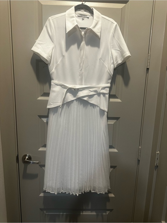 julia jordan Dresses & Skirts - White Collared Pleated Midi Dress